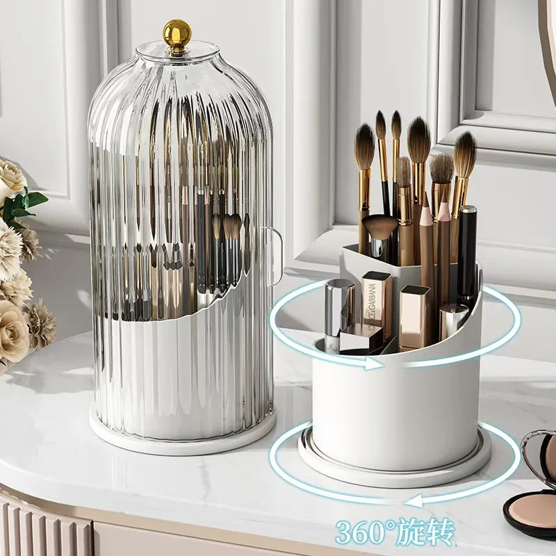 The "Beauty Carousel": Your 360° DUST-PROOF Makeup Brush Tower