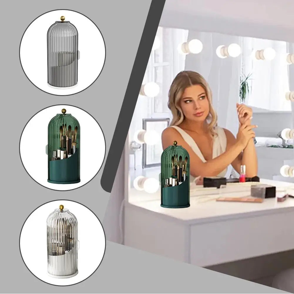 The "Beauty Carousel": Your 360° DUST-PROOF Makeup Brush Tower